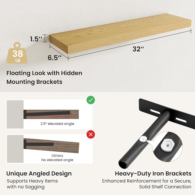 Fun Memories Rustic Wood Floating Shelves - Image 3