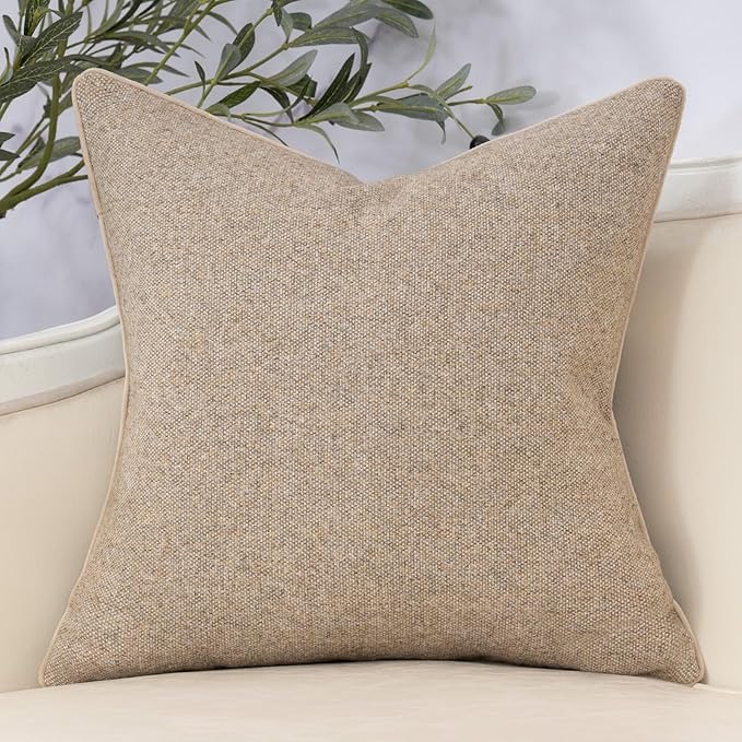 Yangest Neutral Floral Pillow Cover 18 x18 Inches, Vintage Chenille Square - Image 2