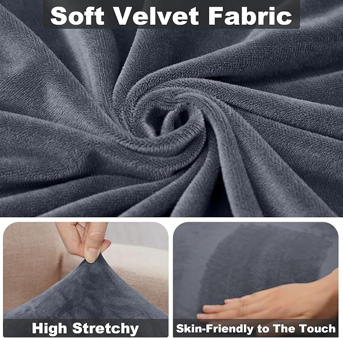 NAISI Sectional Couch Cover 1 Piece Velvet Separate Chaise Lounge Cover Soft - Image 3