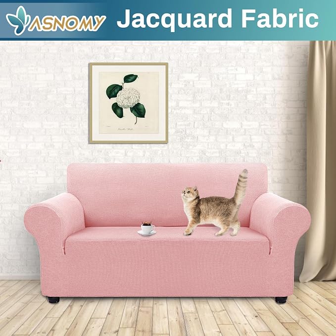 Asnomy Sofa Covers for 2 Cushion Couch Stretch loveseat Covers Slipcovers - Image 2