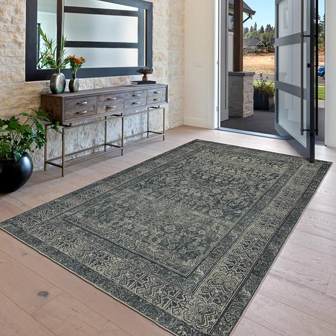 Area Rug 4×6, Vintage Boho Rug, Ultra-Soft Low Pile, Non Slip, Stain Resistant - Image 6