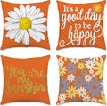 Hexagram Spring Summer Pillow Covers 18x18 Set of 4, Outdoor Floral Daisy by Hexagram