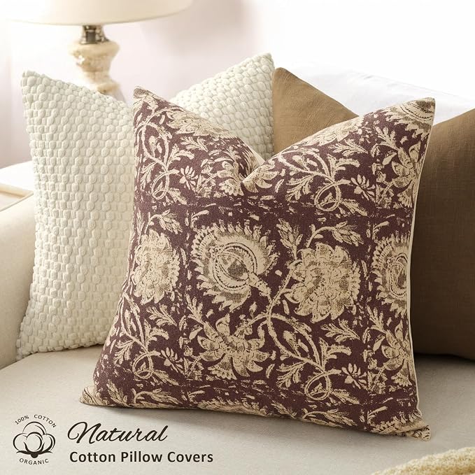 Vintage Floral Print Throw Pillow Covers 12x20 Set of 2 Neutral Modern - Image 2