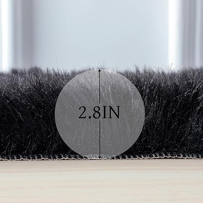 linmopm Faux Fur Rug Sheepskin Shag Fluffy Fuzzy Black 3x4 ft Rugs - Image 2