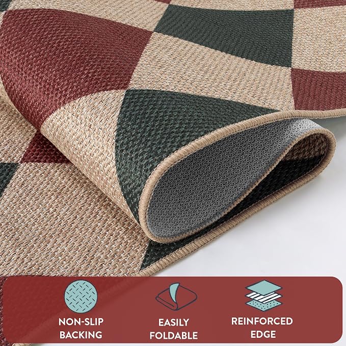 Lahome Christmas Runner Rug, 2x8 Checkered Christmas Decor Non Slip Entryway - Image 3