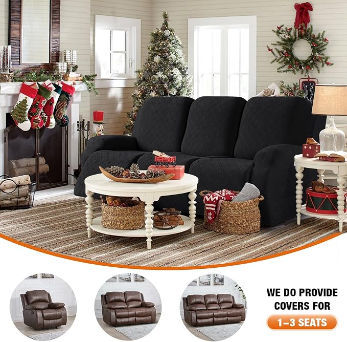 VANSOFY Recliner Cover, 3-Pieces Stretch Reclining Couch Covers - Image 4