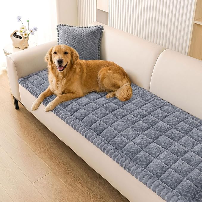 Smiry Non Slip Couch Covers for Dogs, Fuzzy Pet Couch Covers for 3 Cushion Sofa by Smiry