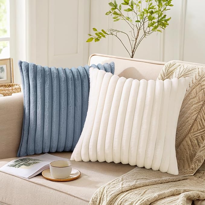 Pallene Faux Fur Plush Throw Pillow Covers 26x26 Set of 2, Luxury Soft Fluffy - Image 4
