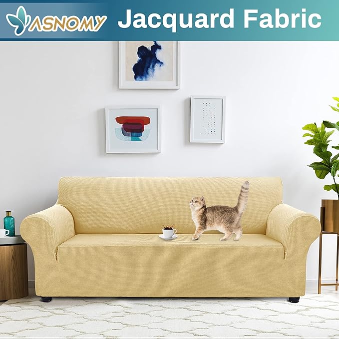 Asnomy Couch Covers for 3 Cushion Couch Stretch Sofa Covers Slipcovers - Image 2