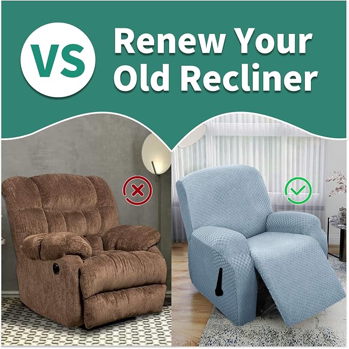 YEMYHOM 4 Pieces Stretch Recliner Slipcover Latest Jacquard Recliner Chair Cover - Image 5