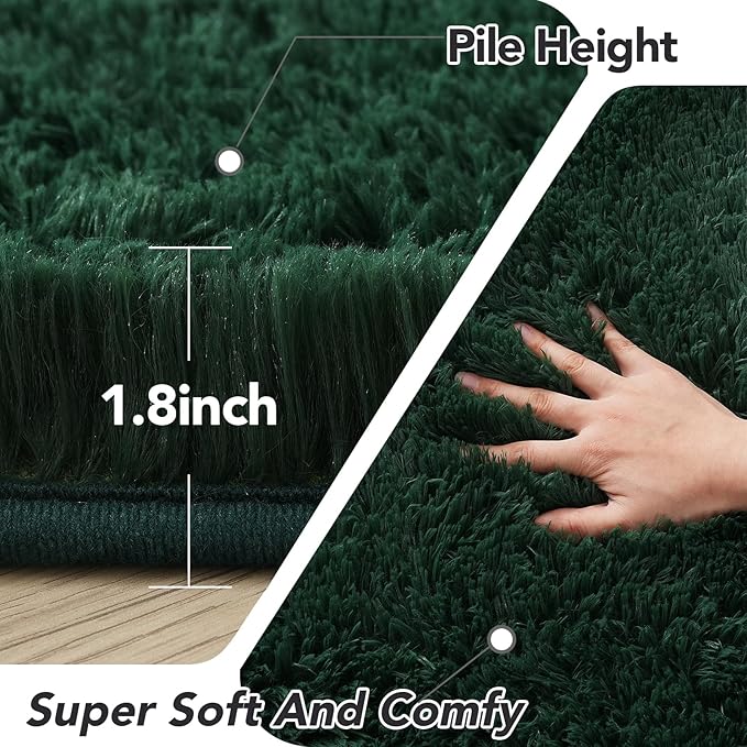 CAIYUECS Dark Green Round Rug for Bedroom: 4x4Feet Soft and Fluffy Area Rug for - Image 2