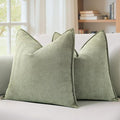 MIULEE Pack of 2 Sage Green Decorative Pillow Covers 24x24 Inch Soft Chenille by MIULEE