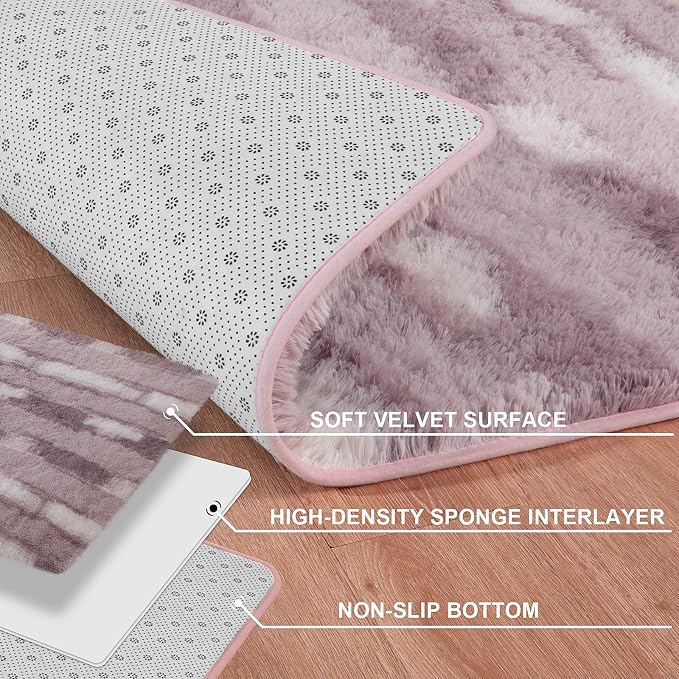 Meralax Abstract Pink Area Rugs - Image 4