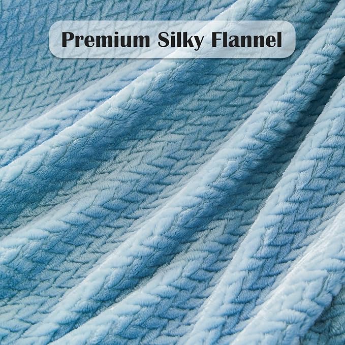 NEWCOSPLAY Super Soft Queen Blanket Light Blue Premium Silky Flannel Fleece - Image 5