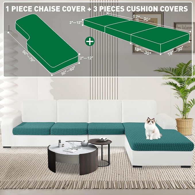 MAXIJIN Couch Cushion Covers for Sectional Sofa, Stretch Sofa Cushion Cover - Image 2
