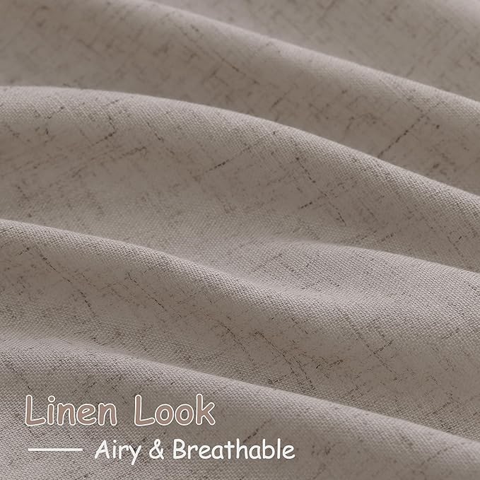 Nanspring Stone Beige Linen Curtains 96 Inches Long - Image 4