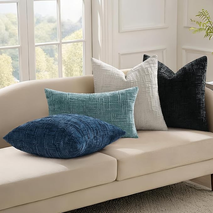 decorUhome Light Grey Chenille Throw Pillow Covers 20x20 Set of 2 Textured Soft - Image 6