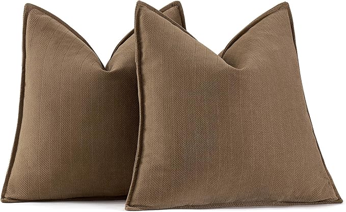 MIULEE Pack of 2 Dark Brwon Decorative Pillow Covers 26x26 Inch Soft Chenille by MIULEE