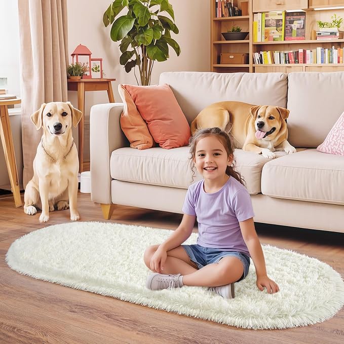 Pionblank Fluffy Oval Rug for Bedroom 2.6x5.3, Shag Throw Rugs for Bedside - Image 5