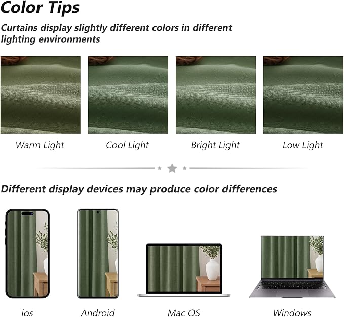 Guken Olive Green 100% Blackout Curtains 72 Inch Length 2 Panels Set - Image 7