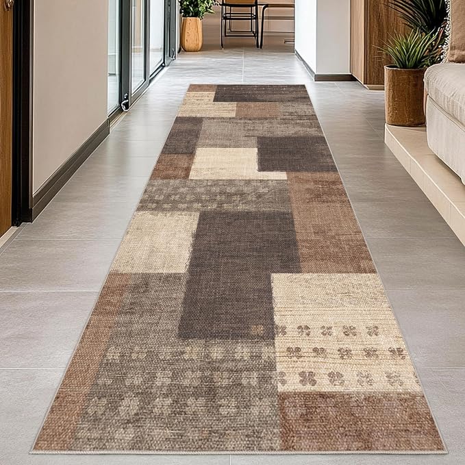 Modern Geometric Patchwork Indoor Runner Rug - Image 7