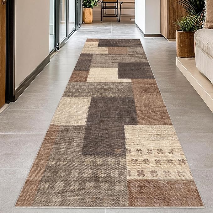 Modern Geometric Patchwork Indoor Runner Rug - Image 7