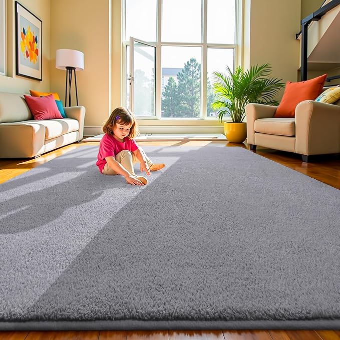 Keeko Area Rugs for Living Room Bedroom 6x9 Grey, Soft Modern Large Rugs Indoor - Image 3