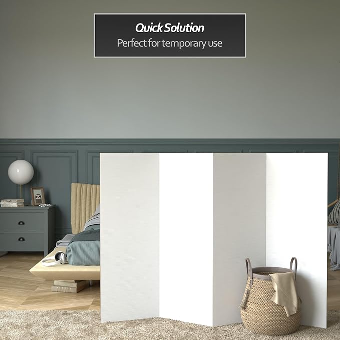 4 ft. Short White Temporary Cardboard Folding Screen - Image 2