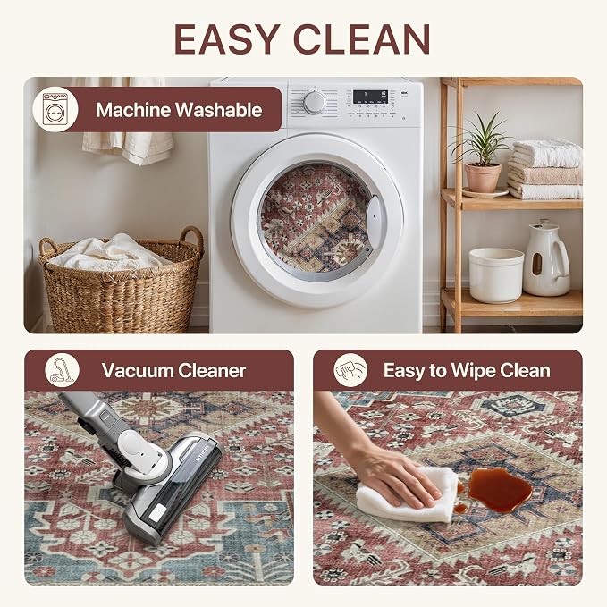 GENIMO 2X10 Washable Vintage Runner Rug - Image 4
