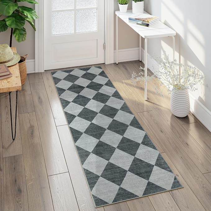 Beeiva Checkered Print Hallway Rug 2x6, Ultra Thin Kitchen Rug Runner Non Slip - Image 8