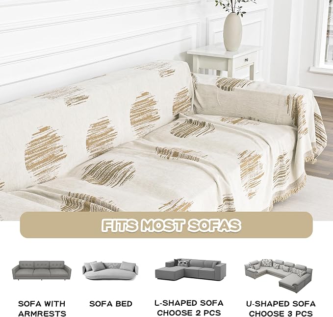 MEETSKY Single Couch Cover for Dogs, Boho Couch Covers for Oversized Recliner - Image 5