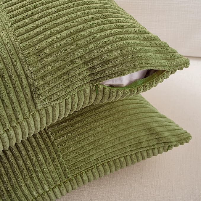 Fancy Homi 2 Packs Moss Green Decorative Throw Pillow Covers 16x16 Inch - Image 3