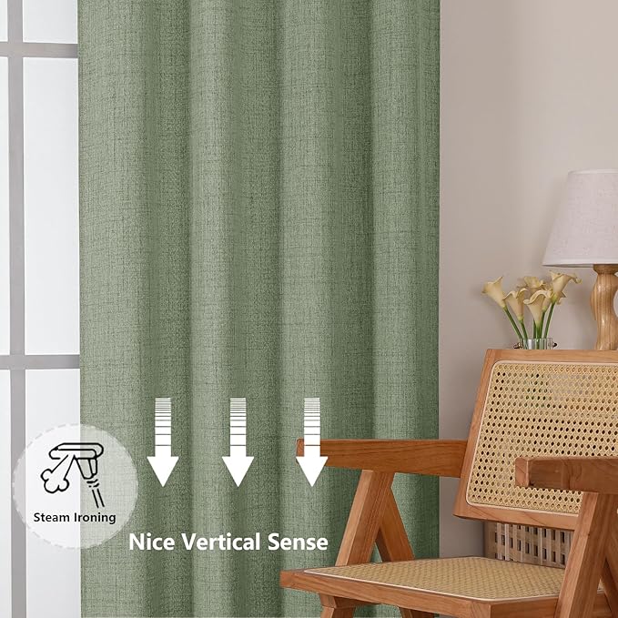 Chyhomenyc Green Valance for Windows, Light Filtering Faux Linen Slub Textured - Image 7
