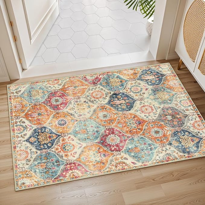 Lahome Moroccan Trellis Washable Rug, 2x3 Kitchen Rugs - Image 4