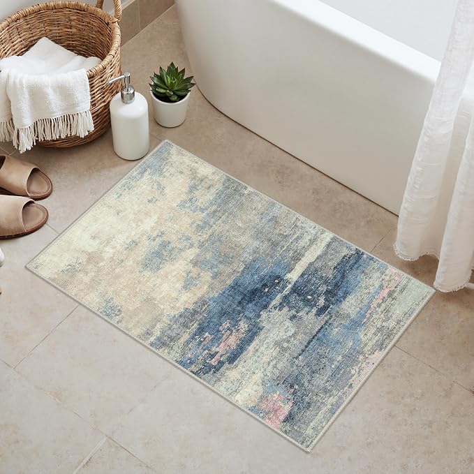 GENIMO 2X3 Washable Modern Doormat, Non-Slip Low Pile Chenille Area Rug - Image 3