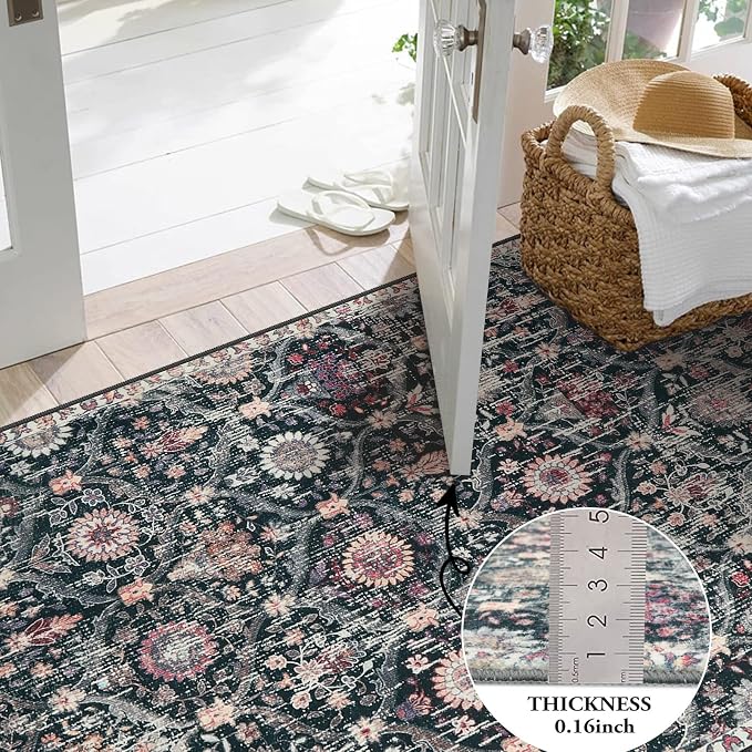 Lahome Moroccan Trellis Round Area Rugs, Washable Small Round Rug 3ft Non-Slip - Image 3