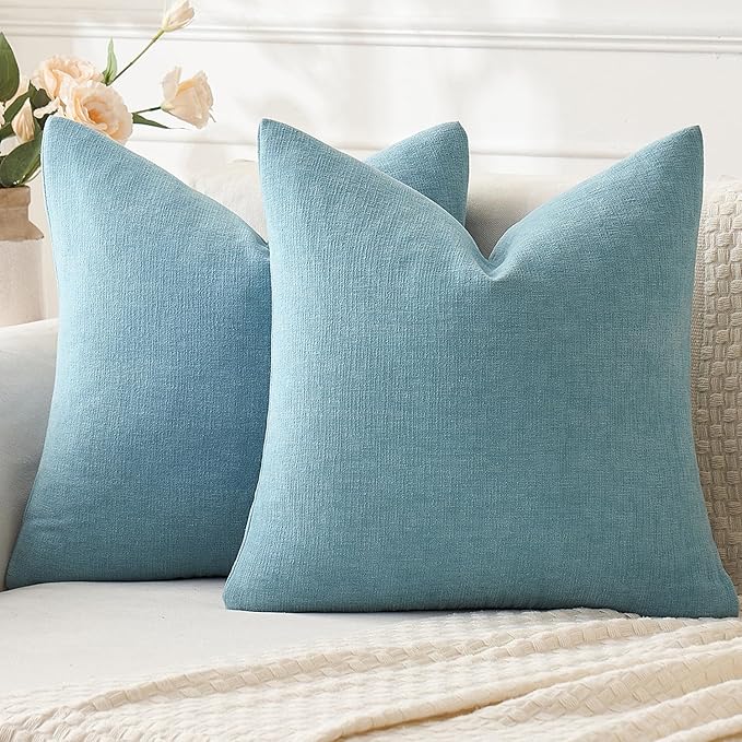 MIULEE Smoke Blue Couch Pillow Covers 18x18 Inch by MIULEE