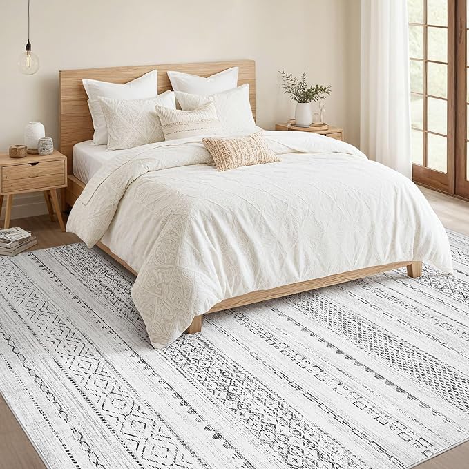 Nakagishi 5x8 Area Rugs Living Room: Washable Boho Large Neutral Soft Farmhouse - Image 5
