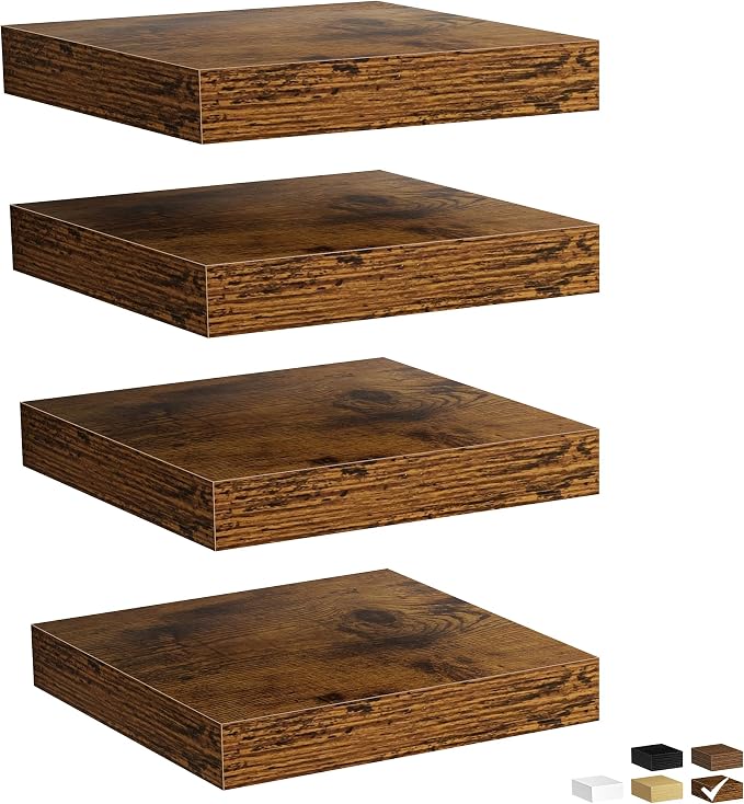 Fun Memories Floating Shelves for Wall, Rustic Wood Wall Mounted Shelves for by FunMemories