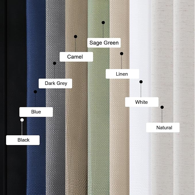 OWENIE Bob Valance Curtains 18 Inch Length 1 Piece, Faux Linen Slub Solid Black - Image 7