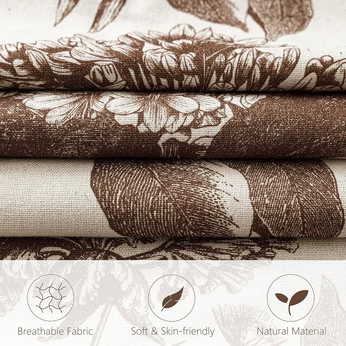 Foindtower Set of 2 Linen Floral Throw Pillow Covers Neutral Vintage Print - Image 2