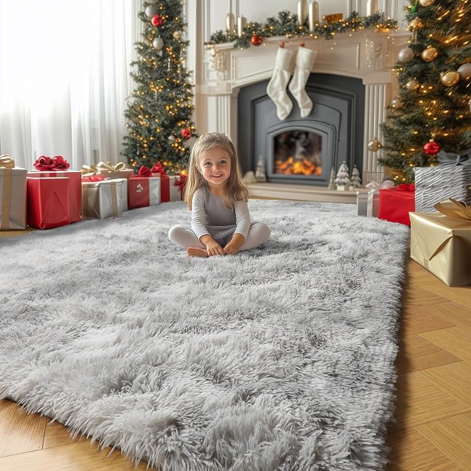 Amdrebio Tie-Dyed Light Grey Area Rugs by Amdrebio