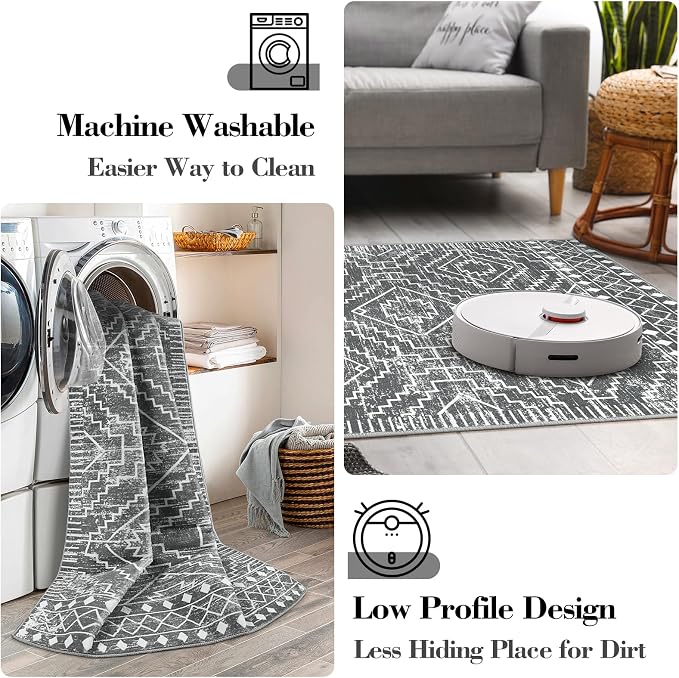 Wonnitar Moroccan Hallway Runner Rug 10 ft, Machine Washable 2'6"x10' Long - Image 3