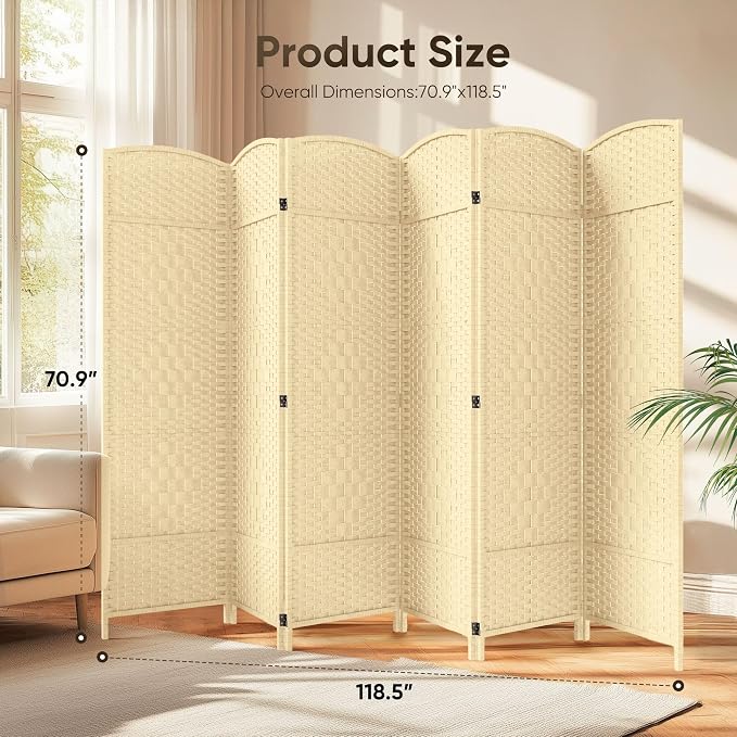 JOSTYLE Room Divider 6ft. Tall Extra Wide Wall Divider - Image 2