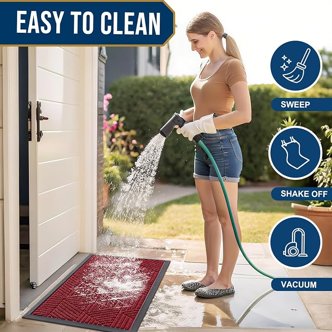Smiry Front Door Mat Outside Entrance, Heavy Duty Sturdy Natural Rubber Doormat - Image 6