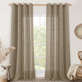 LAMIT Taupe Linen Curtains 95 Inch Length 2 Panels by LAMIT