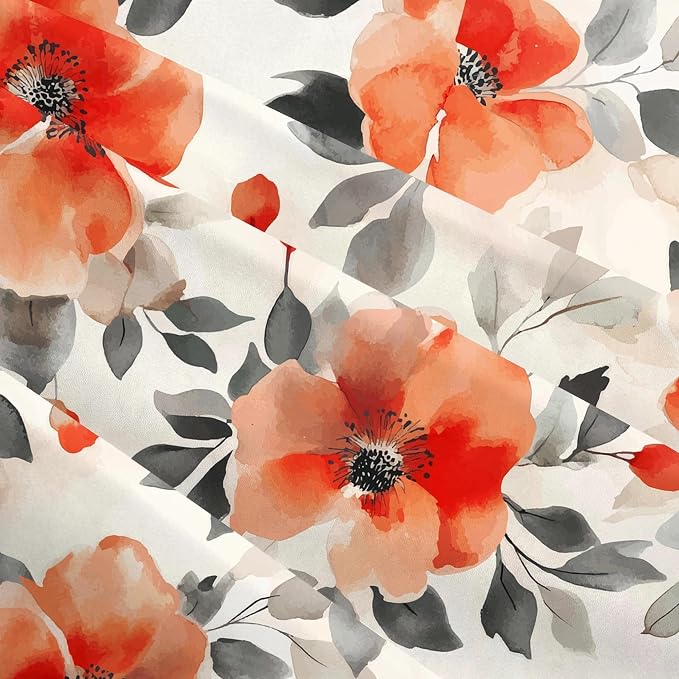 Burnt Orange Watercolor Floral Throw Pillow Covers 18x18 Set of 2, Spring Black - Image 6