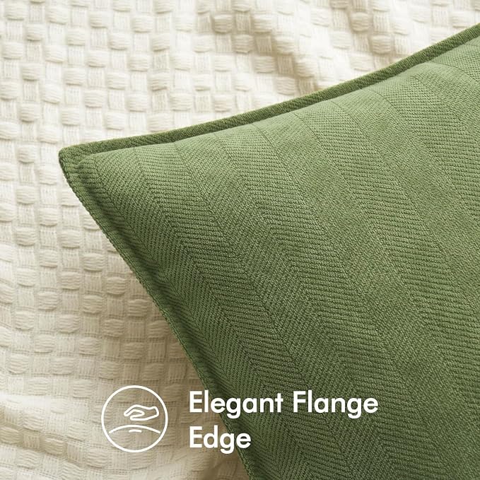 MIULEE Pack of 2 Sage Decorative Pillow Covers 18x18 Inch Soft Chenille - Image 2