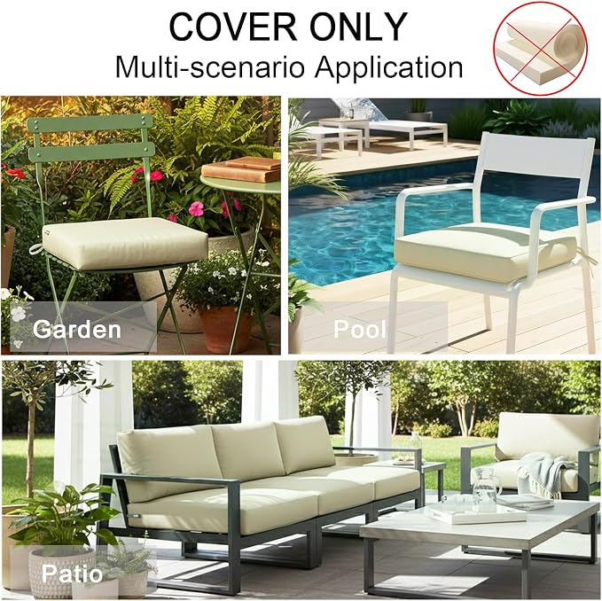 NettyPro Outdoor Cushion Slipcovers Waterproof 4 Pack Patio Chair Seat Cushion - Image 8