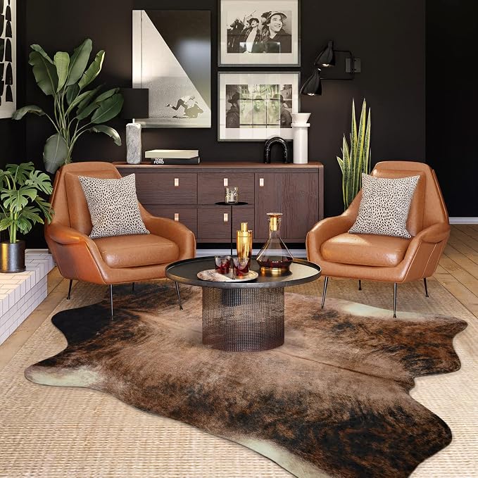 Easycozy Faux Cowhide Rug Large Cow Print 8 x 10 Feet Thickened Elastic Cowhide - Image 6